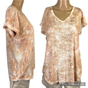 Style and Co Womens T Shirt Top Tie Dye Capped Sleeve Pullover Lightweight Small